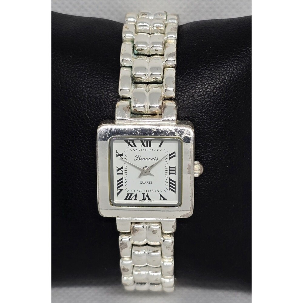 Women's Beauvais P-DBIBH Square White Dial Silver Tone Link Bracelet Watch 13